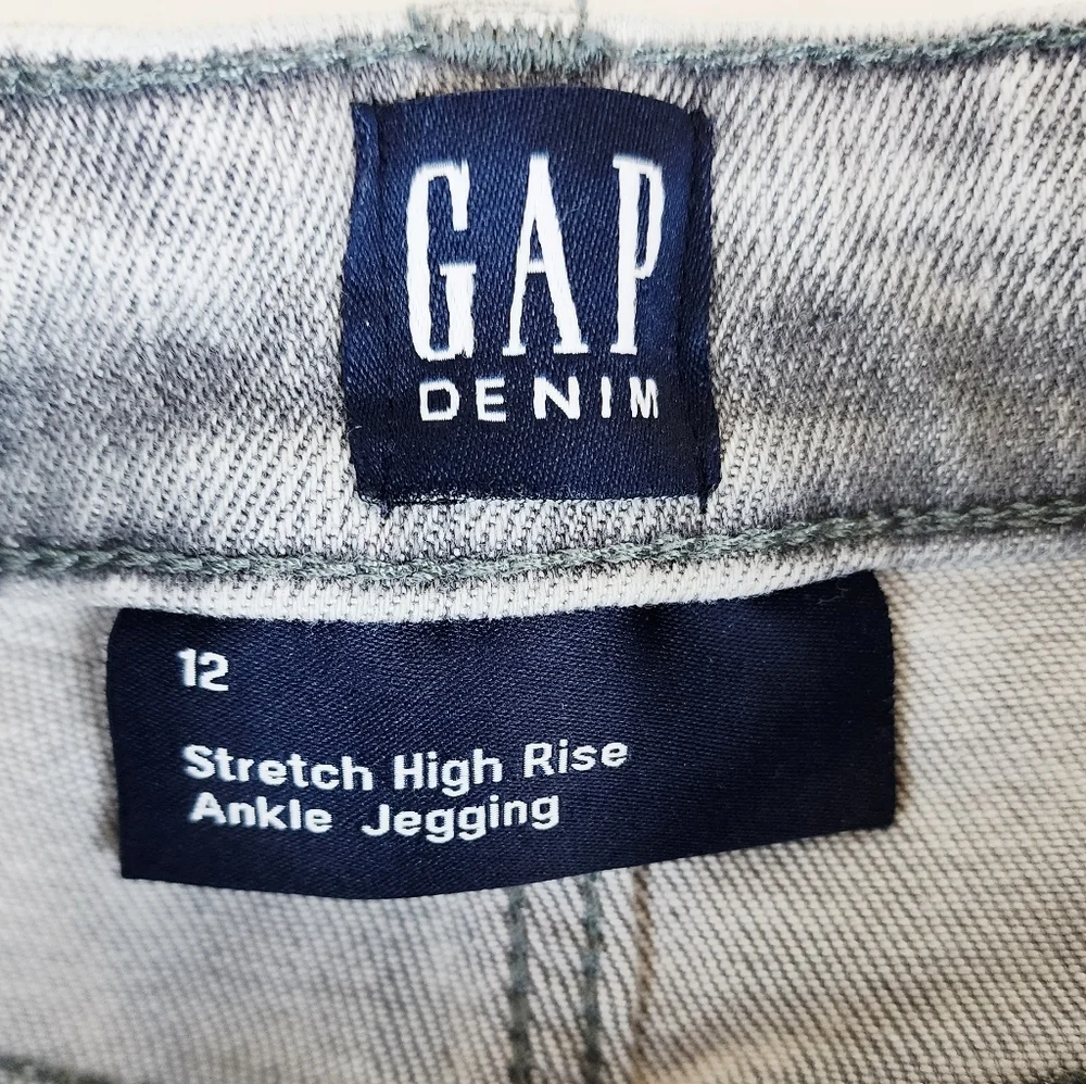 Gap Grey Stretch High Rise Ankle Jegging Distressed Jeans Pants